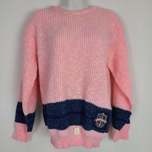 Vintage Weathered Blues Legendary 80's Pastel Pink Blue Sweater